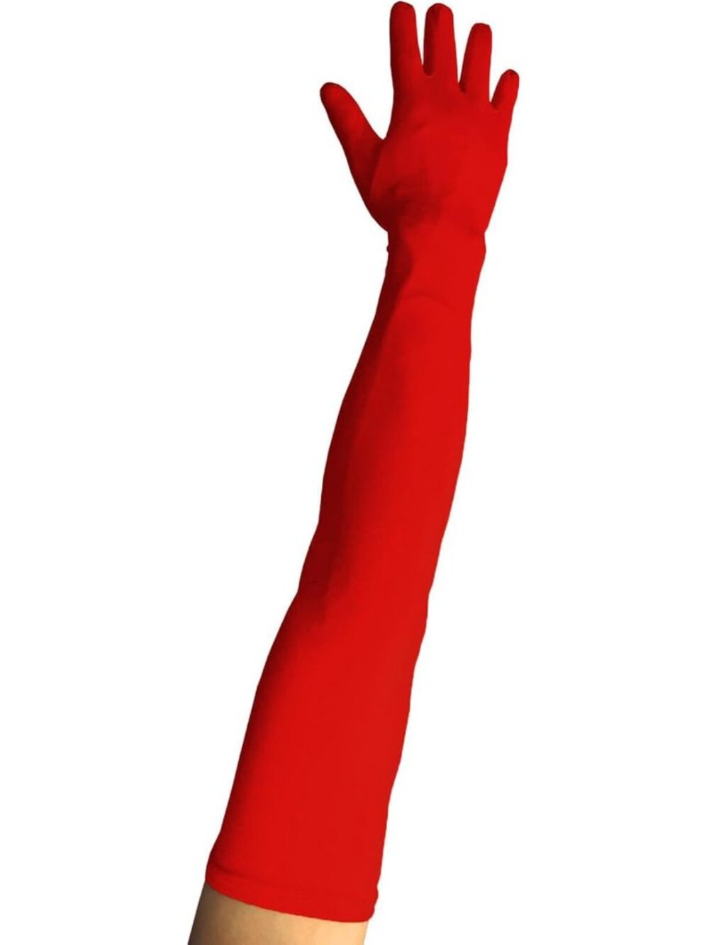 Women's Red Stretchable Arm Sleek Cosplay Costume Elbow Length Spandex Gloves